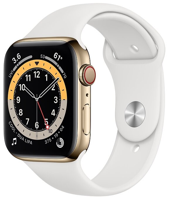 Умные часы Apple Watch Series 6 GPS + Cellular 44мм Stainless Steel Case  with Sport Band — Умные часы и браслеты — купить по выгодной цене на Яндекс  Маркете