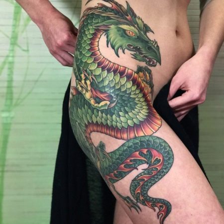 Тату дракон (88 эффектных фото): полное значение с эскизами для разных частей тела (на плечо, руку, спину, бедро)