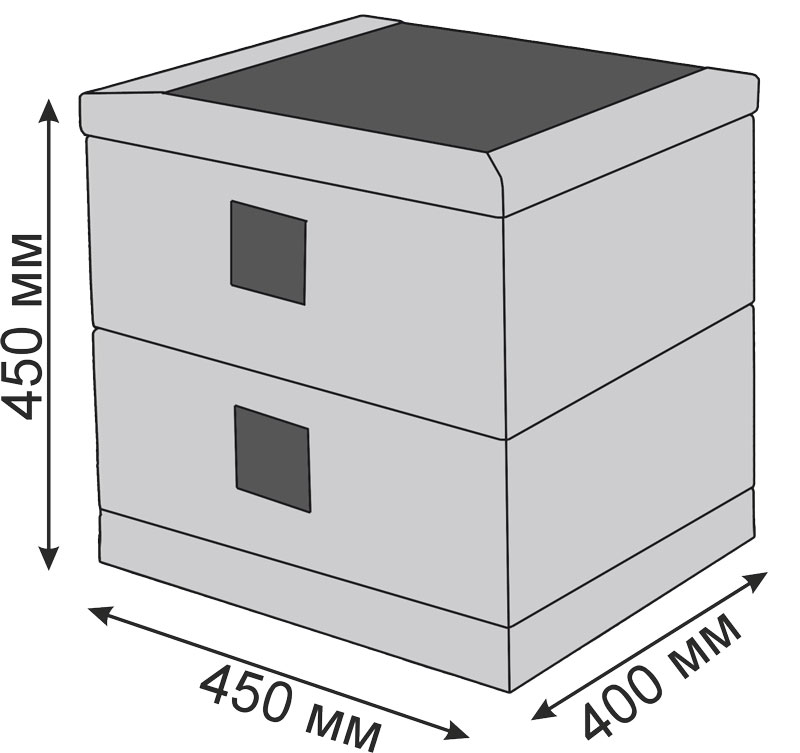 Габаритные размеры тумбочки