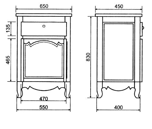 Размеры тумбочки